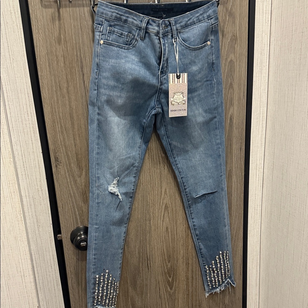 RED Denim Couture-Embellished Blue Jeans NWT
